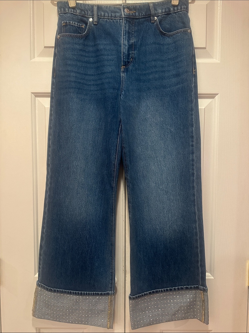 LOFT Studded Cuffed Wide Leg Crop Jeans ANWOT size 2/26